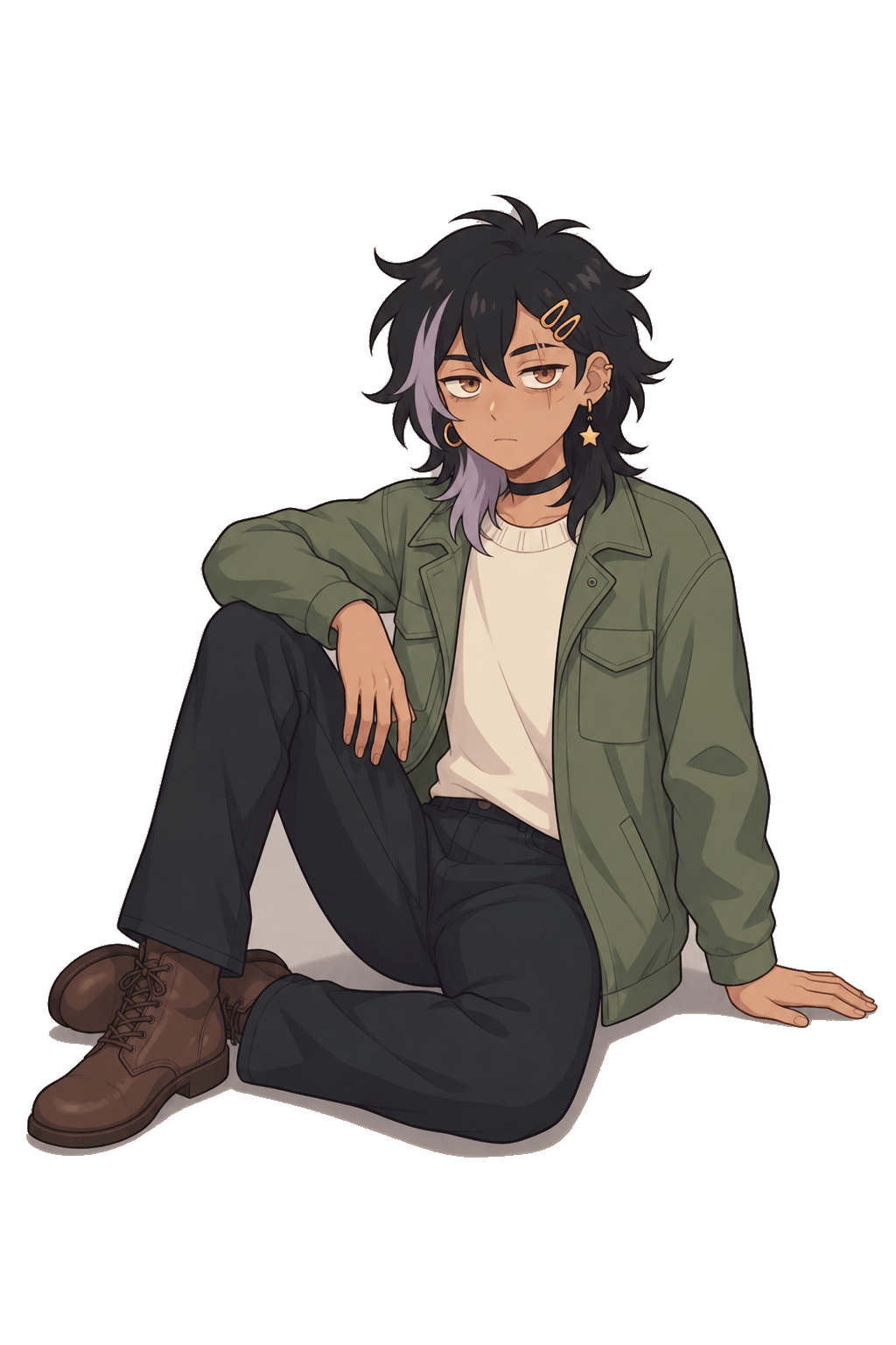 Same original character sitting on the ground